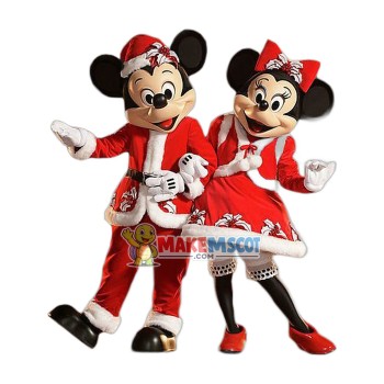 Christmas Mickey & Minnie Mouse Mascot Costume Christmas Mickey & Minnie Mouse Mascot Costume
