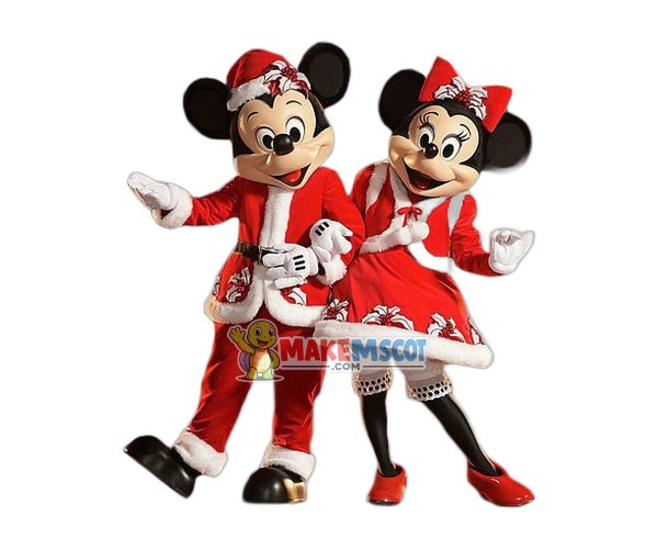 Christmas Mickey & Minnie Mouse Mascot Costume Christmas Mickey & Minnie Mouse Mascot Costume