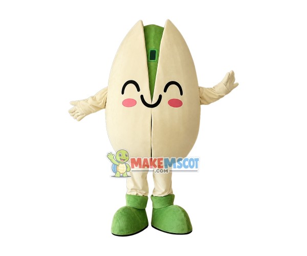 Friendly Pistachio Mascot Costume Friendly Pistachio Mascot Costume