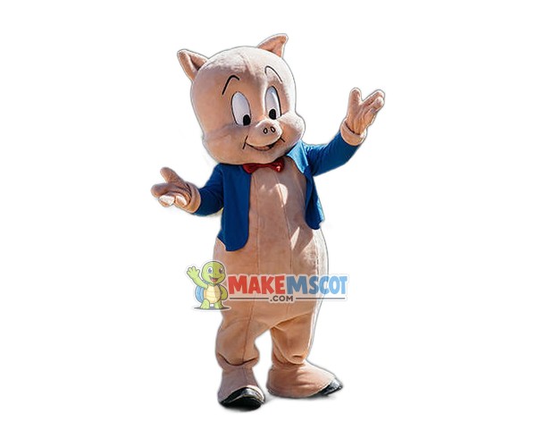 Superb Porky Pig Mascot Costume Superb Porky Pig Mascot Costume