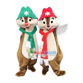 Christmas Chip & Dale Chipmunk Mascot Costume Christmas Chip & Dale Chipmunk Mascot Costume
