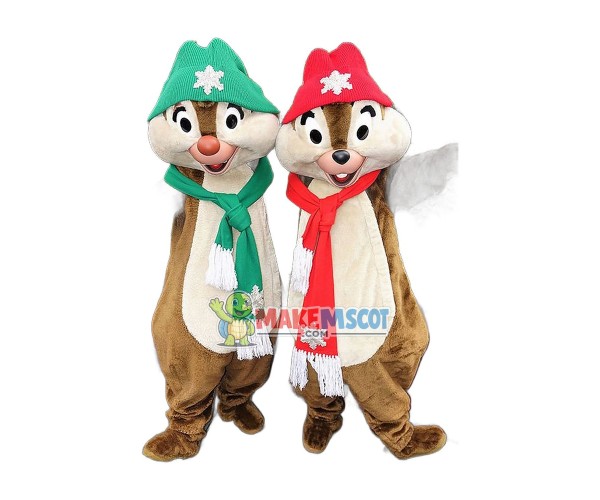Christmas Chip & Dale Chipmunk Mascot Costume Christmas Chip & Dale Chipmunk Mascot Costume