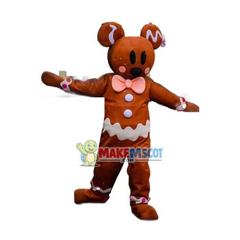 Gingerbread Style Mouse Mascot Costume Gingerbread Style Mouse Mascot Costume