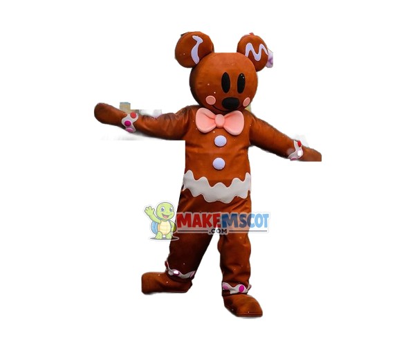 Gingerbread Style Mouse Mascot Costume Gingerbread Style Mouse Mascot Costume