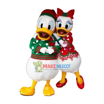 Christmas Donald Duck & Daisy Duck Mascot Costume Christmas Donald Duck & Daisy Duck Mascot Costume