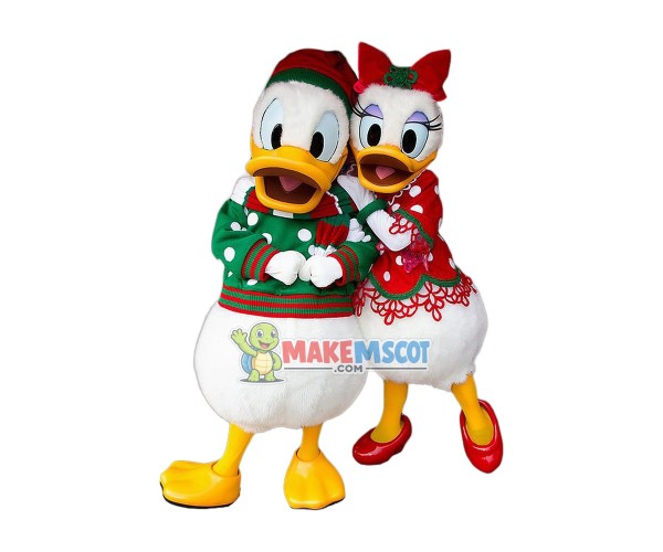 Christmas Donald Duck & Daisy Duck Mascot Costume Christmas Donald Duck & Daisy Duck Mascot Costume