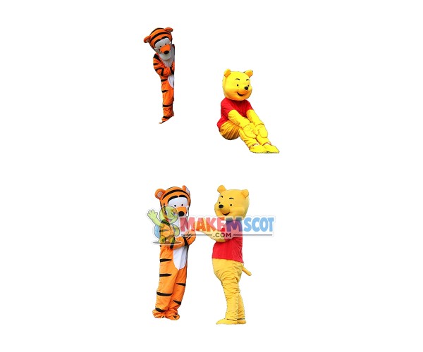 Winnie & Tiger the Pooh Mascot Costume Free Shipping Winnie & Tiger the Pooh Mascot Costume Free Shipping