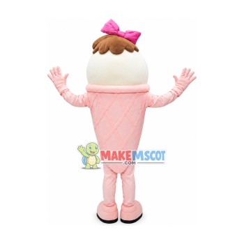 Pink & White Ice Cream Mascot Costume Pink & White Ice Cream Mascot Costume