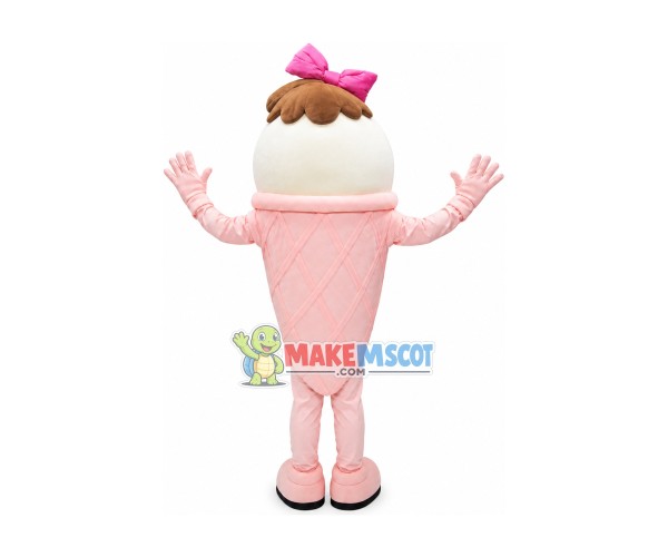 Pink & White Ice Cream Mascot Costume Pink & White Ice Cream Mascot Costume