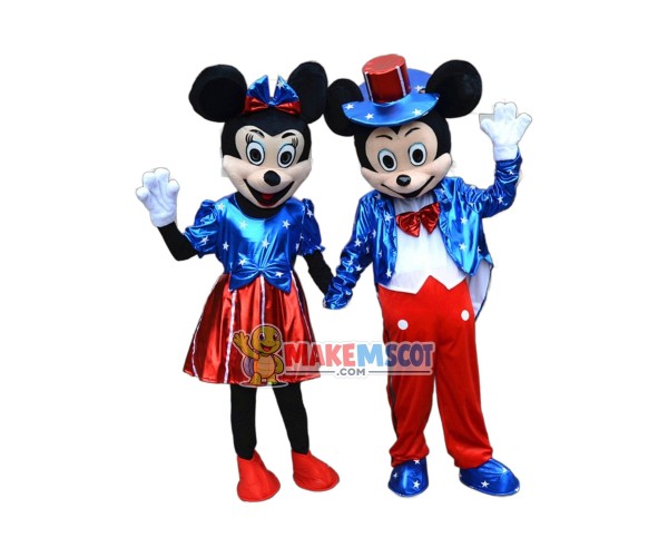 USA Flag Minnie & Mickey Mascot Costume USA Flag Minnie & Mickey Mascot Costume
