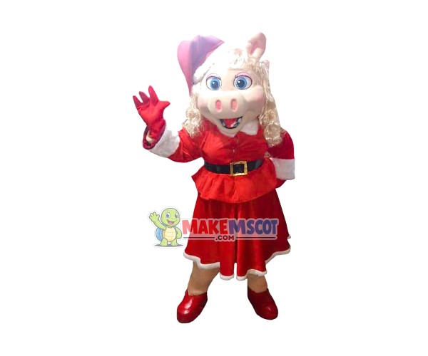The Muppets Show Miss Piggy Christmas Dress Mascot Costume The Muppets Show Miss Piggy Christmas Dress Mascot Costume