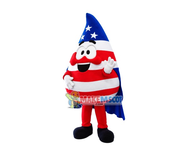 US Flag Print Water Drop Mascot Costume US Flag Print Water Drop Mascot Costume