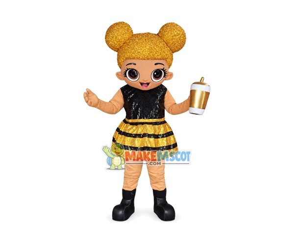 High Quality Fancy Golden Doll Mascot Costume