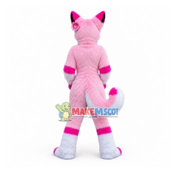 Professional Long Fur Pink Husky Mascot Costume Professional Long Fur Pink Husky Mascot Costume