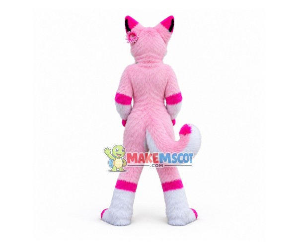 Professional Long Fur Pink Husky Mascot Costume Professional Long Fur Pink Husky Mascot Costume
