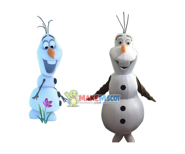 Smiling Olaf Mascot Costume Cartoon Snowman Mascot Costume