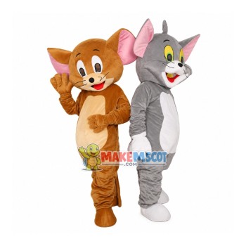 Tom Cat & Jerry Mouse Cartoon Mascot Costume Tom Cat & Jerry Mouse Cartoon Mascot Costume