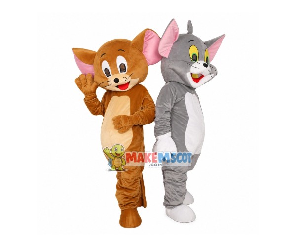 Tom Cat & Jerry Mouse Cartoon Mascot Costume Tom Cat & Jerry Mouse Cartoon Mascot Costume