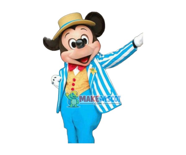 Disney Navy Blue Mickey Mouse Mascot Costume Party Game Adult Size Fancy Dress