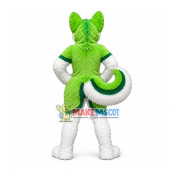 Green Husky Dog Halloween Fur Suit Mascot Costume