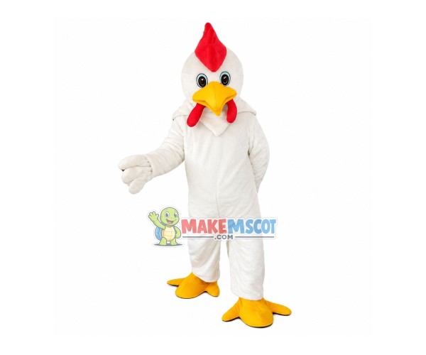Hotsale Halloween White Chicken Rooster Mascot Costume Dress Adult Size New