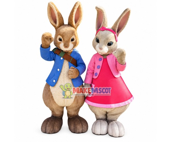 Peter & Lily Rabbit Mascot Costume Peter & Lily Rabbit Mascot Costume