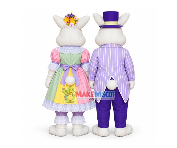Easter Couple Rabbit Mascot Costume Easter Couple Rabbit Mascot Costume