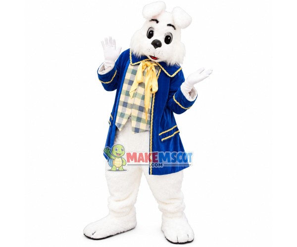 Blue Suit Bunny Mascot Costume