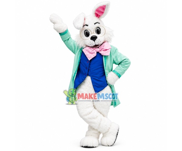 Light Green Suit Rabbit Mascot Costume Light Green Suit Rabbit Mascot Costume