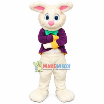 Purple Suit Bunny Mascot Costume