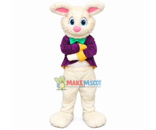 Purple Suit Bunny Mascot Costume