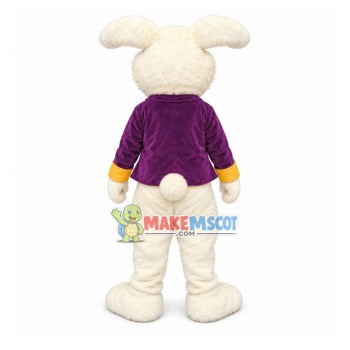 Purple Suit Bunny Mascot Costume