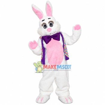Purple Vest Rabbit Mascot Costume