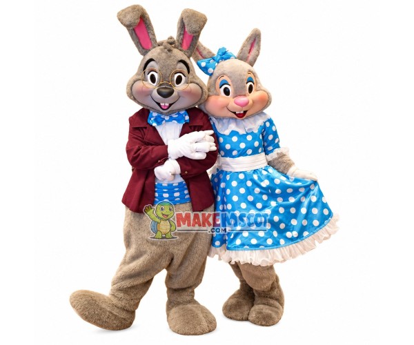 Elegant Couple Rabbit Mascot Costume Elegant Couple Rabbit Mascot Costume