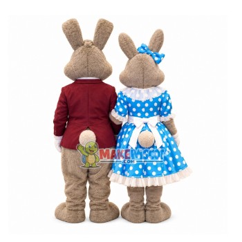 Elegant Couple Rabbit Mascot Costume Elegant Couple Rabbit Mascot Costume
