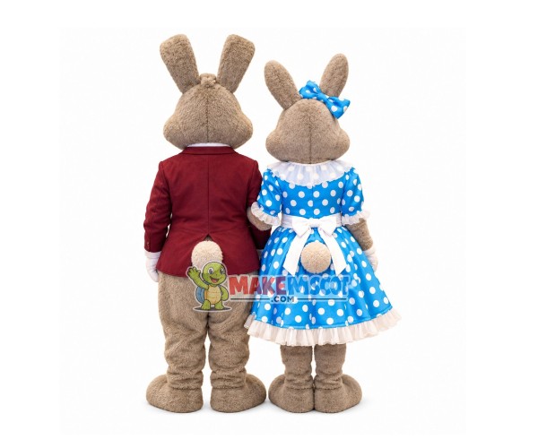 Elegant Couple Rabbit Mascot Costume Elegant Couple Rabbit Mascot Costume