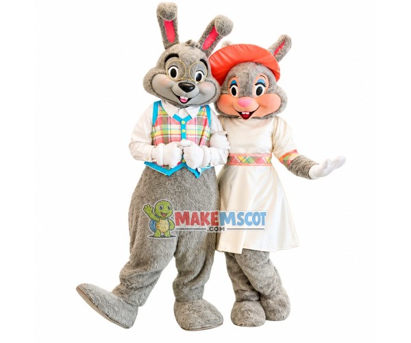 Easter Couple Rabbit Mascot Costume Easter Couple Rabbit Mascot Costume