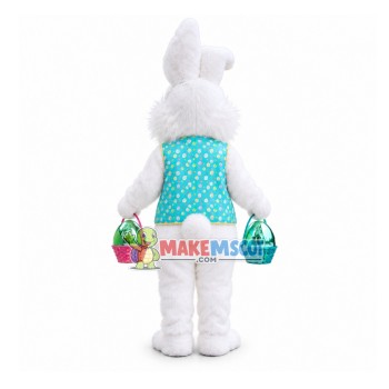 Green Vest Bunny Mascot Costume