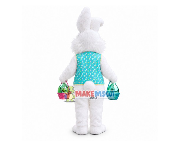 Green Vest Bunny Mascot Costume Green Vest Bunny Mascot Costume