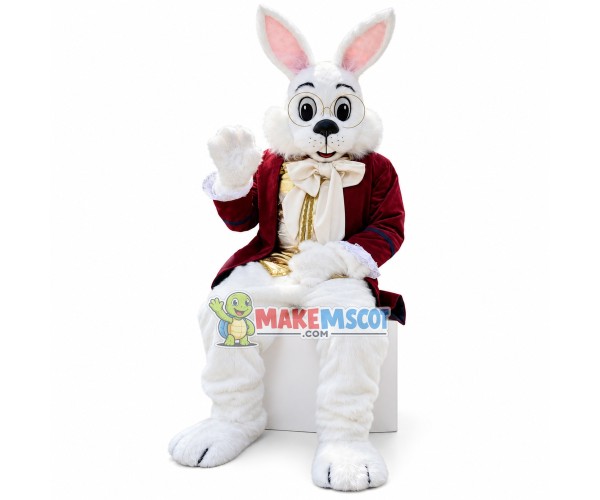 Red Wendell Rabbit Mascot Costume Red Wendell Rabbit Mascot Costume