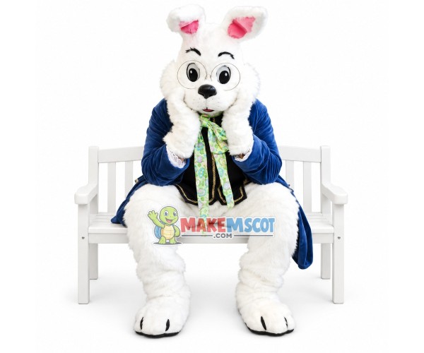 Realistic Blue Wendell Rabbit Mascot Costume Realistic Blue Wendell Rabbit Mascot Costume
