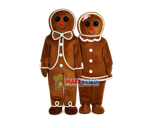 Cream Gingerbread Man Mascot Costume Cream Gingerbread Man Mascot Costume