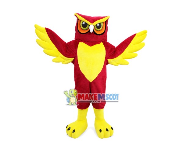 Red Brown Adult Size Owl Mascot Costume Red Brown Adult Size Owl Mascot Costume