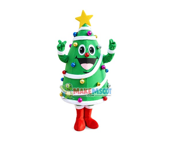 Christmas Tree With Colored Balls Mascot Costume Christmas Tree With Colored Balls Mascot Costume