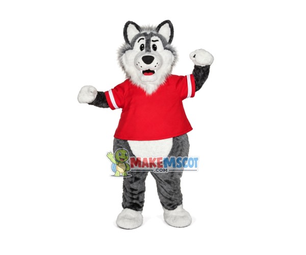 Active Player Gray Wolf Mascot Costume Active Player Gray Wolf Mascot Costume