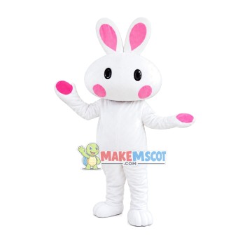 Milk White Bunny Cartoon Mascot Costume