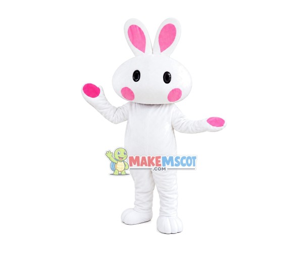 Milk White Bunny Cartoon Mascot Costume Milk White Bunny Cartoon Mascot Costume