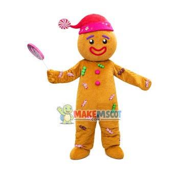 Christmas Candy Gingerbread Man Mascot Costume Christmas Candy Gingerbread Man Mascot Costume