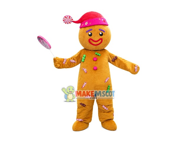 Christmas Candy Gingerbread Man Mascot Costume Christmas Candy Gingerbread Man Mascot Costume