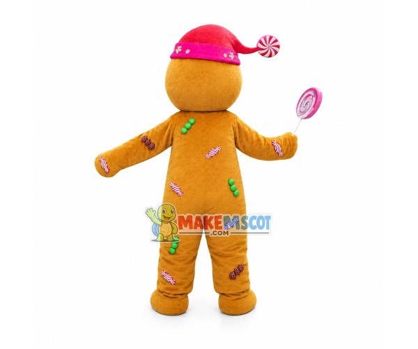 Christmas Candy Gingerbread Man Mascot Costume Christmas Candy Gingerbread Man Mascot Costume